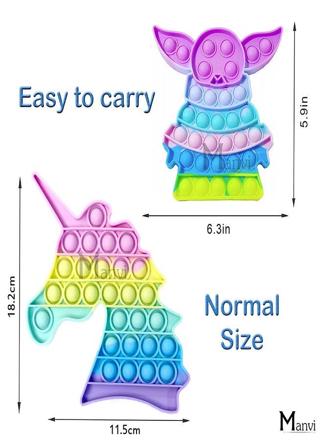MANVI Fidget Toy for Kids, Sensory Toy for Autism, Fidget Toy for Anxiety, Stress Relief Toys, Push Pop Bubble Fidget Toy, Small Pop It Toy (Unicorn and yoda) - Image 2