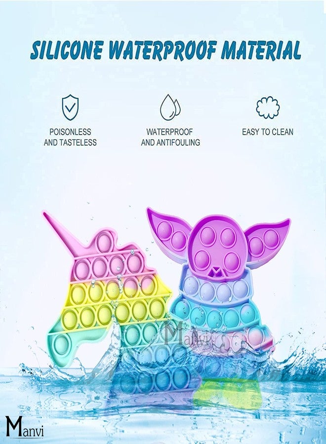 MANVI Fidget Toy for Kids, Sensory Toy for Autism, Fidget Toy for Anxiety, Stress Relief Toys, Push Pop Bubble Fidget Toy, Small Pop It Toy (Unicorn and yoda) - Image 3