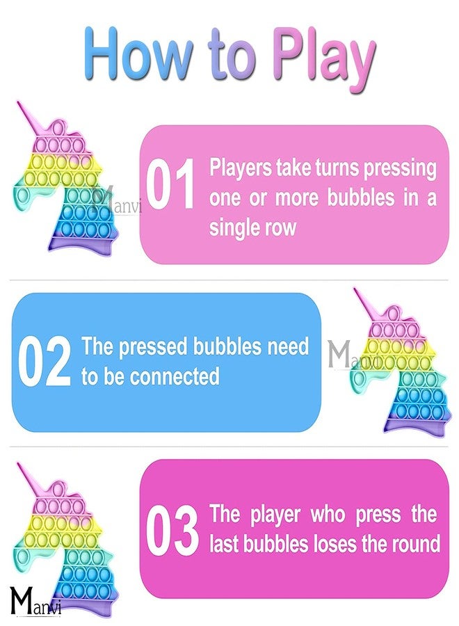 MANVI Fidget Toy for Kids, Sensory Toy for Autism, Fidget Toy for Anxiety, Stress Relief Toys, Push Pop Bubble Fidget Toy, Small Pop It Toy (Unicorn and yoda) - Image 5