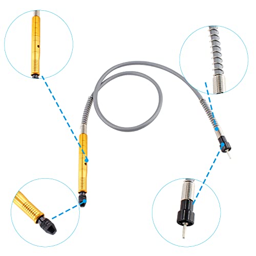 Jersvimc 1/8 Inch(3.175mm) Flex Shaft Adapter - Gold, Flexible Shaft Rotary Tool Attachment Power Cable Drill Chuck Extension for Grinder - Image 3
