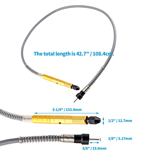 Jersvimc 1/8 Inch(3.175mm) Flex Shaft Adapter - Gold, Flexible Shaft Rotary Tool Attachment Power Cable Drill Chuck Extension for Grinder - Image 4