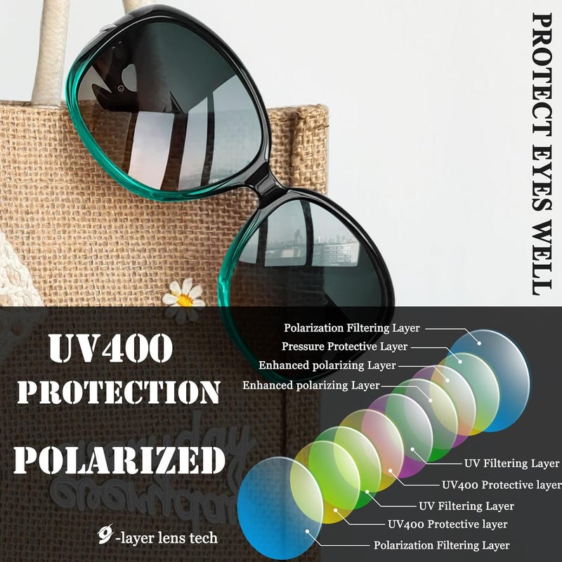 Joopin Big Womens Sunglasses Polarized Trendy Sun Glasses Large Rectangle UV Protection Rhinestone Sunnies - Image 3