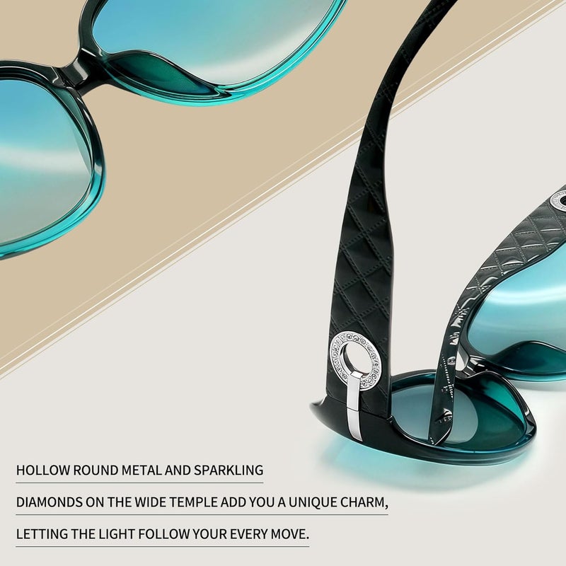 Joopin Big Womens Sunglasses Polarized Trendy Sun Glasses Large Rectangle UV Protection Rhinestone Sunnies - Image 5