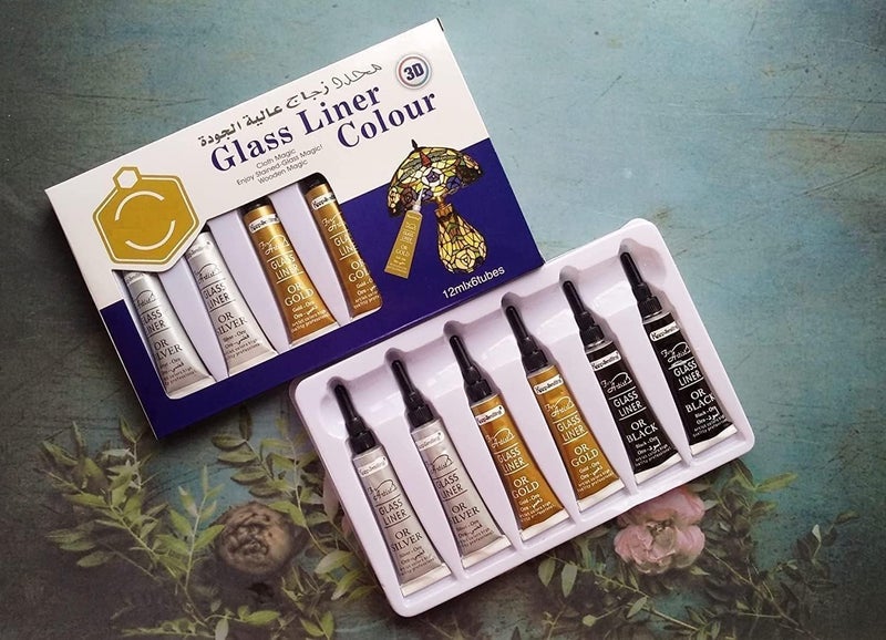 PEACORA Glass Liner Paint Colors For 3D Glass Coloring 12ml 6 Tubes With Gold, Silver And Black Each 2Pcs (GOLD,SILVER,BLACK) - Image 2