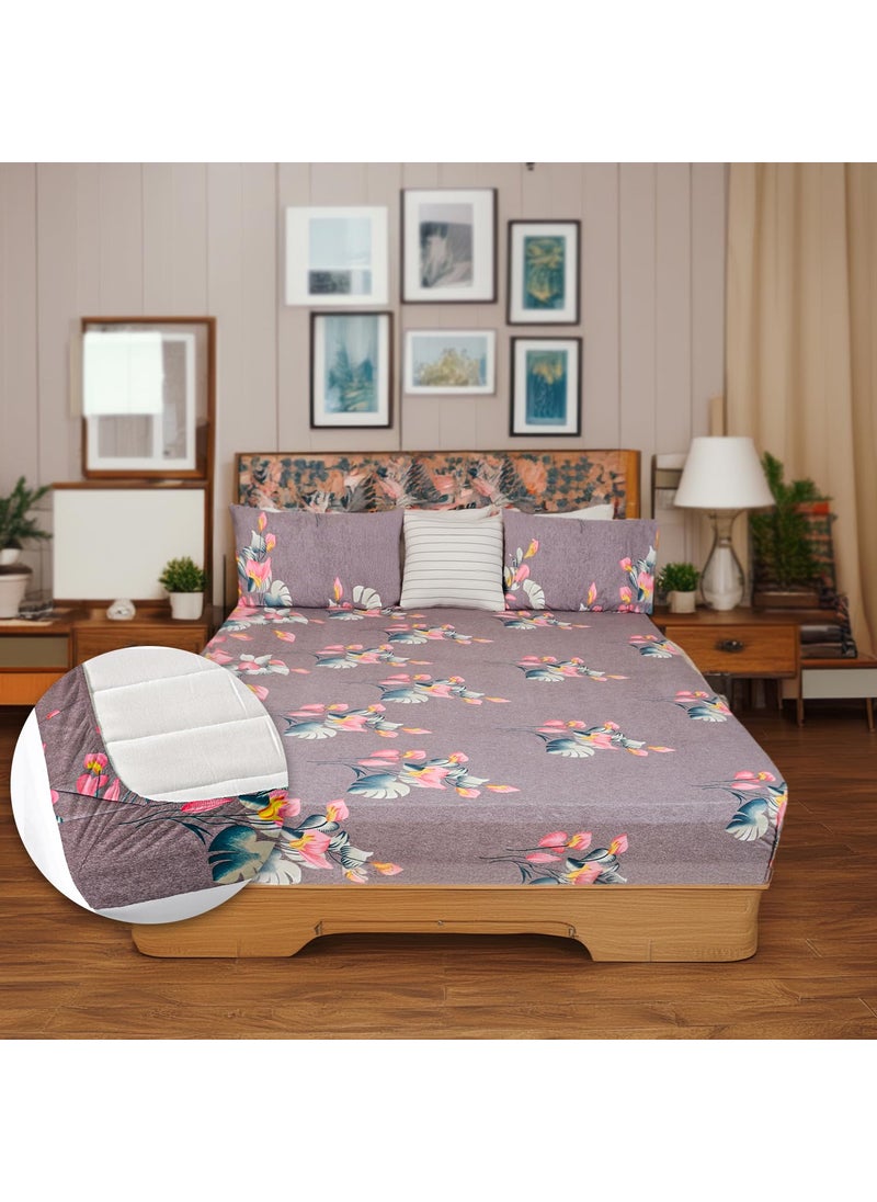 Status Contract Status Contract 2024 Cotton Rich Double Fitted Bedsheet with 2 Pillow Covers for Bed Room Home Hotel120 GSM 3801  - Image 1
