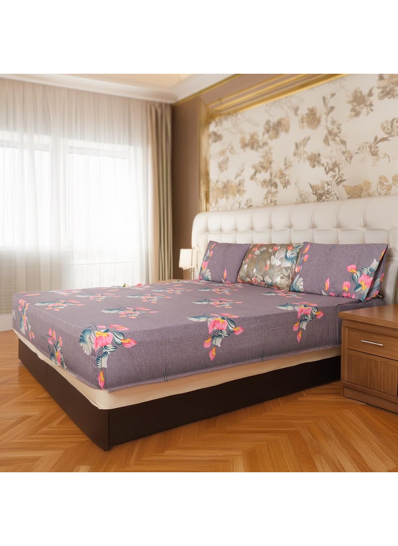 Status Contract Status Contract 2024 Cotton Rich Double Fitted Bedsheet with 2 Pillow Covers for Bed Room Home Hotel120 GSM 3801  - Image 3