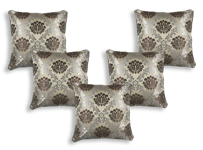 IM FAB® Jacquard Jupiter Design Brown Cushion Cover Set of 5 Pcs (12x12 inchs or 30x30 cm) - Image 2