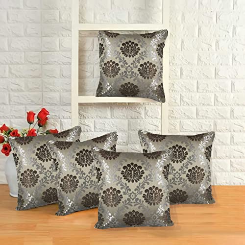 IM FAB® Jacquard Jupiter Design Brown Cushion Cover Set of 5 Pcs (12x12 inchs or 30x30 cm) - Image 1