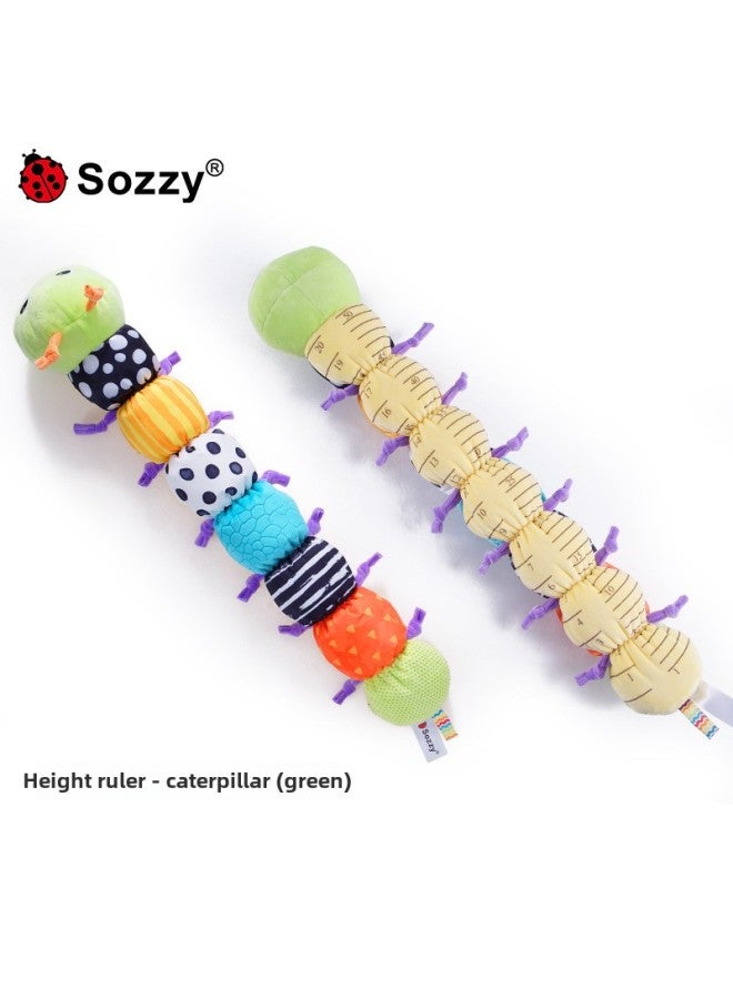 SOZZY Baby Music Caterpillar Height Measuring Ruler Toy Ringing Paper Rattle Early Education Toy Ruler Plush Doll-Color:Green Caterpillar (labeled)  - Image 1