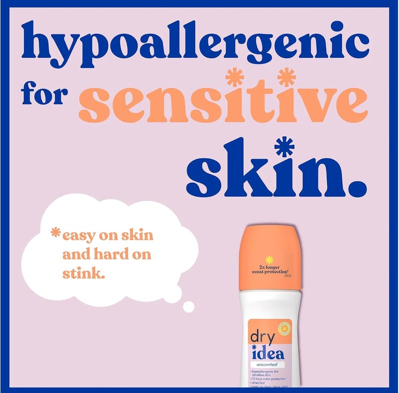 Dry Idea Advanced Roll-On Antiperspirant and Deodorant, Unscented, Twin Pack - 3.25 fl oz (96 mL) Each - Image 5