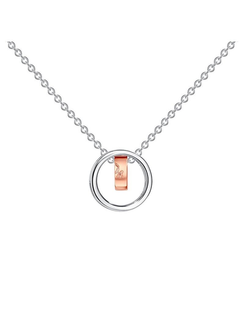 Satinior - Beating Heart Series Double Ring Pendant Titanium Steel Necklace - Image 1