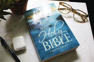 NIV, Holy Bible, Larger Print, Economy Edition, Paperback, Blue, Comfort Print - view 2