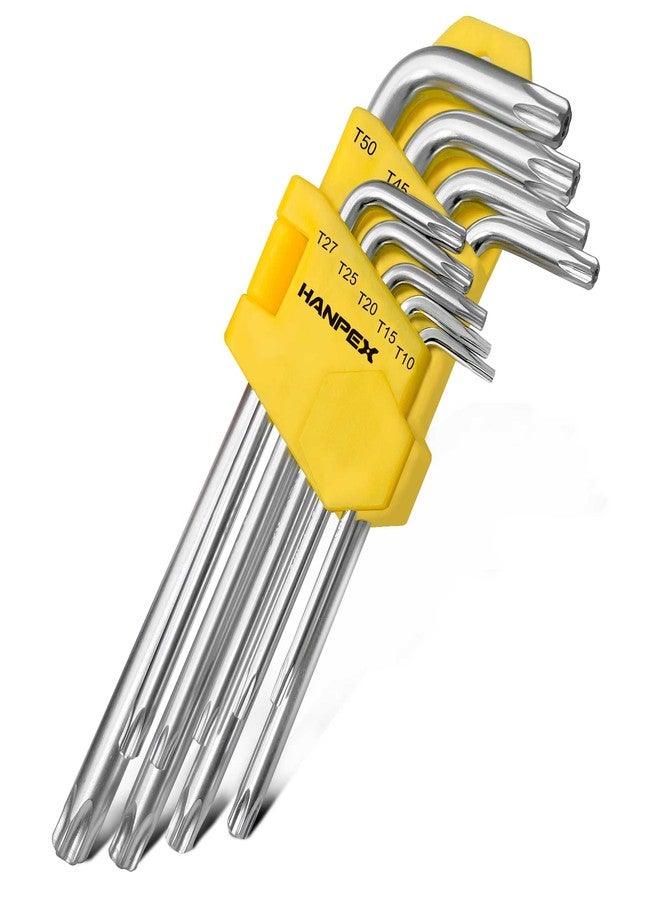 Hanpex Long Arm Torx Star Allen Wrench Set, Star Key Set T10-T50, Hex Key Set Chrome Vanadium Steel(Cr-V), Tamperproof TORX L- Key Set (9-Piece) - Image 1