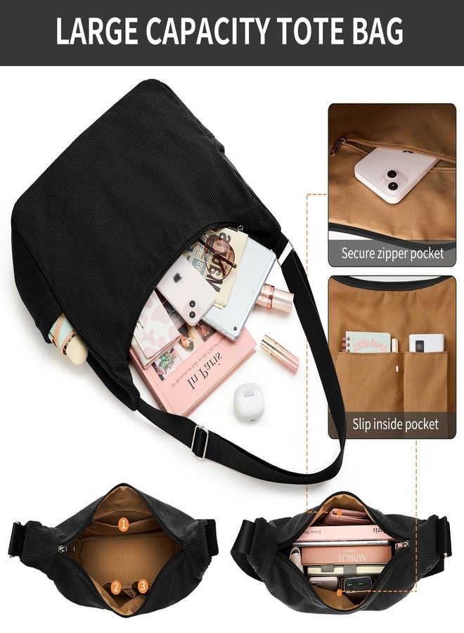 DIXEIGHT Corduroy Hobo Bag Women Large Capacity Tote Handbag Casual Crossbody Purse with Adjustable Strap for Daily Work - Image 5