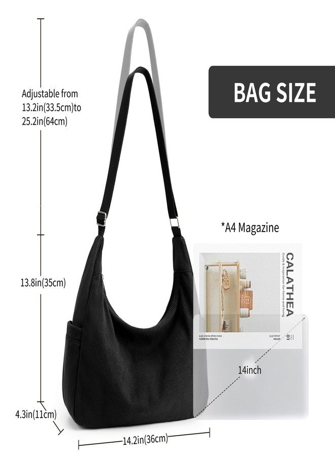 DIXEIGHT Corduroy Hobo Bag Women Large Capacity Tote Handbag Casual Crossbody Purse with Adjustable Strap for Daily Work - Image 4