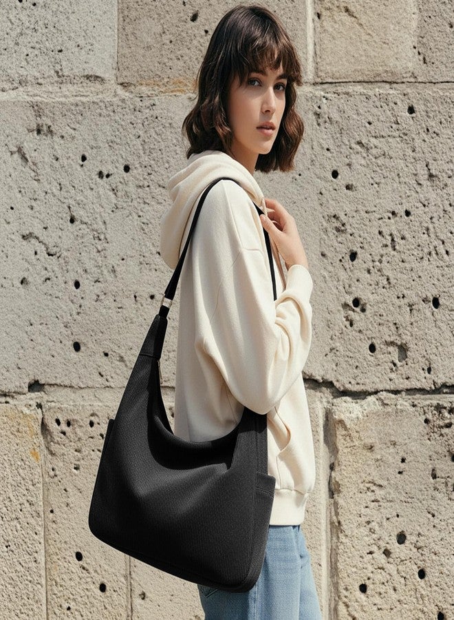 DIXEIGHT Corduroy Hobo Bag Women Large Capacity Tote Handbag Casual Crossbody Purse with Adjustable Strap for Daily Work - Image 2