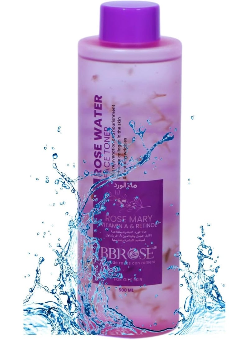 BBROSE Rosemary Rose Water (500ml) | Natural Hydrating & Refreshing Facial Toner | Soothes Skin & Hair | Antioxidant-Rich Mist for Cleansing, Toning & Makeup Setting - Image 2