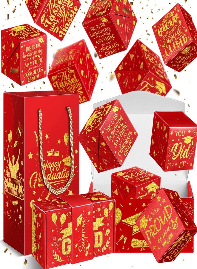 Tenceur 14 Pcs 2026 Graduation Explosion Gift Boxes 12 Bounces Exploding Money Box DIY Congrats Grad Folding Bouncing Gift Box Money Cash Explosion Gift Box for Grad College Party Favors(Maroon Gold - Image 1