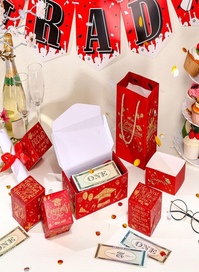 Tenceur 14 Pcs 2026 Graduation Explosion Gift Boxes 12 Bounces Exploding Money Box DIY Congrats Grad Folding Bouncing Gift Box Money Cash Explosion Gift Box for Grad College Party Favors(Maroon Gold - Image 2