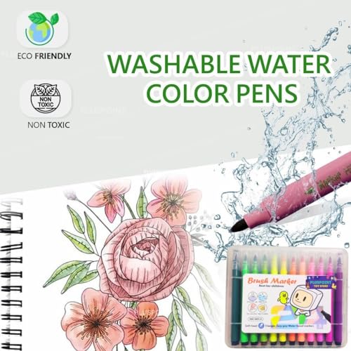 PLUSPOINT 24 Brush Pen Markers Set Soft-Tip Color Pens With Flexible Writing Tip Water-Based Ink Calligraphy Pens Bullet Journals Markers For Adult Coloring Writing Planner Art Supplier,Ink Multicolor - Image 5