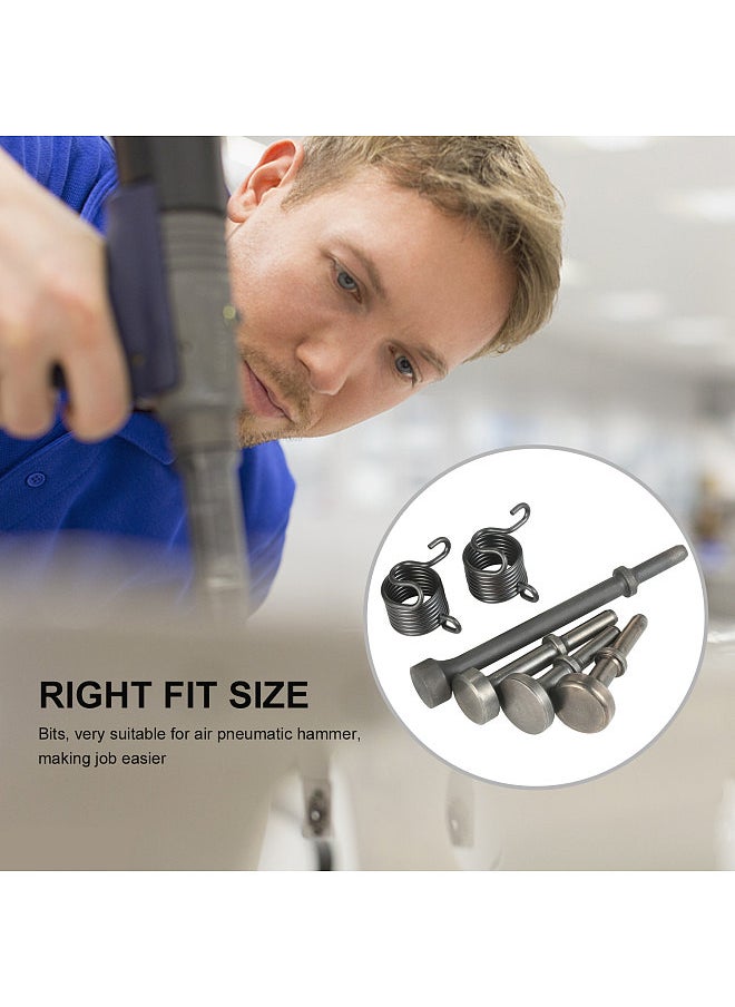 6-Piece Smoothing Pneumatic Air Hammer Bit Set 40Cr Steel Pneumatic Chisel Bits with Spring