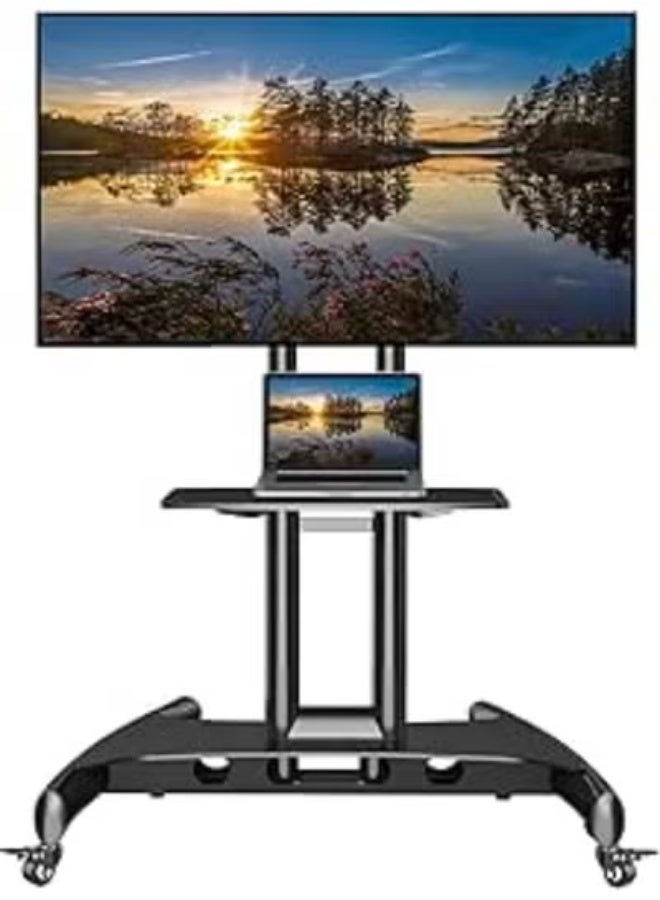 Mobile TV Cart Rolling Stand for 32 to 75 Inch Flat Screen TVs – Lightweight & Easy-to-Move with Lockable Wheels - Image 1