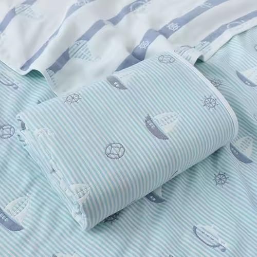 MumsLap Baby Muslin Blanket for Newborn | 6 Layer Gauze Cotton | Soft Swaddle Wrap Blanket/Quilt/Bath Towel/Nursing Cover/Crib Blankets for Boys and Girls (Sky Blue), 200 tc - Image 3
