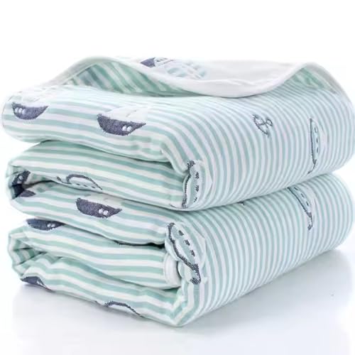 MumsLap Baby Muslin Blanket for Newborn | 6 Layer Gauze Cotton | Soft Swaddle Wrap Blanket/Quilt/Bath Towel/Nursing Cover/Crib Blankets for Boys and Girls (Sky Blue), 200 tc - Image 2