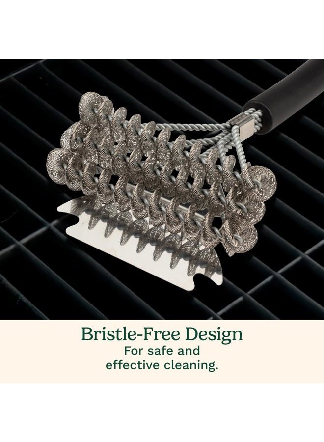 Cuisinart Triple Coil Brush, 17” Stainless Steel Grill Brush with Wide Scraper for All Grates, Bristle Free Grilling Accessory for Worry Free Cleaning, Perfect for BBQs, Cookout & Tailgate Cleaning - Image 4