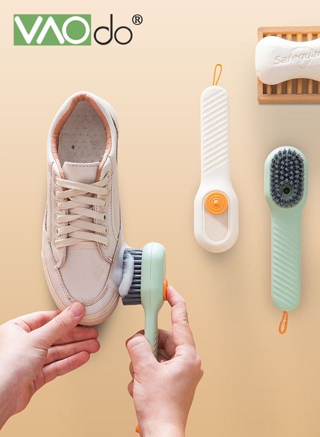 VAOdo 2PCS Shoe Brush with Liquid Box Multifunctional Clothes Brush with Soap Dispenser Press Type Dispensing Long Handle for Carpet Floor Sink Bathroom Household Cleaning Brushes  - Image 4