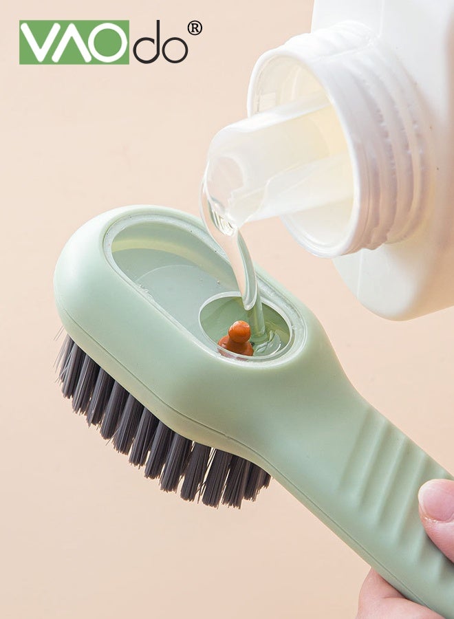 VAOdo 2PCS Shoe Brush with Liquid Box Multifunctional Clothes Brush with Soap Dispenser Press Type Dispensing Long Handle for Carpet Floor Sink Bathroom Household Cleaning Brushes  - Image 2