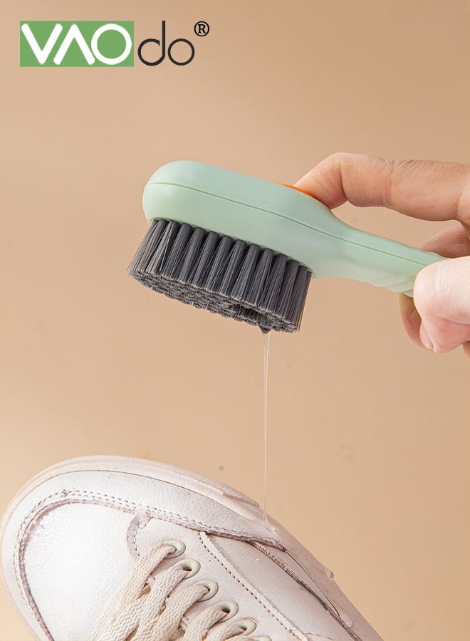 VAOdo 2PCS Shoe Brush with Liquid Box Multifunctional Clothes Brush with Soap Dispenser Press Type Dispensing Long Handle for Carpet Floor Sink Bathroom Household Cleaning Brushes  - Image 3