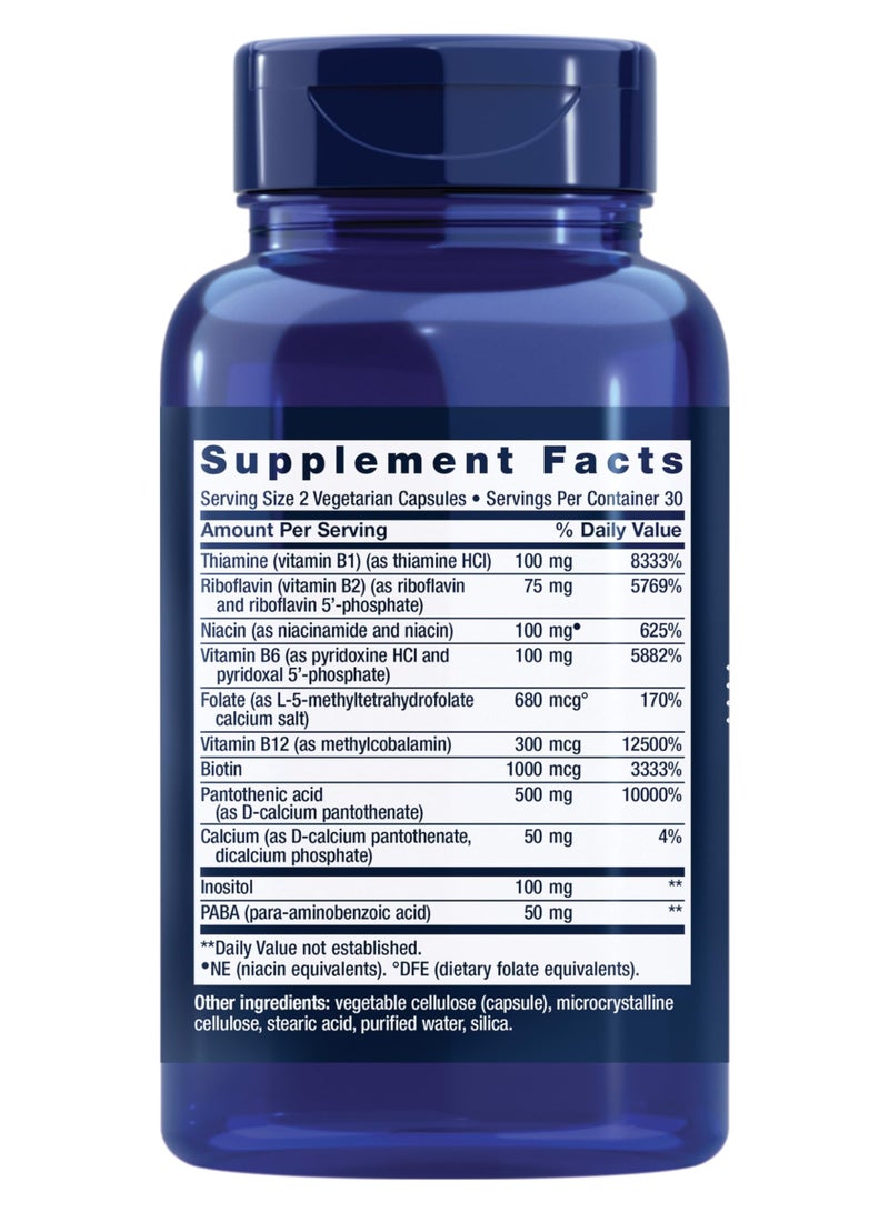 Life Extension BioActive Complete B-Complex, Heart, Brain and Nerve Support, Healthy Energy, Metabolism, Complete B Complex, 60 Vegetarian Capsules - Image 2