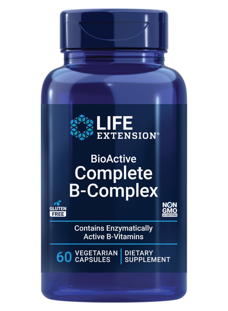 Life Extension BioActive Complete B-Complex, Heart, Brain and Nerve Support, Healthy Energy, Metabolism, Complete B Complex, 60 Vegetarian Capsules - Image 1