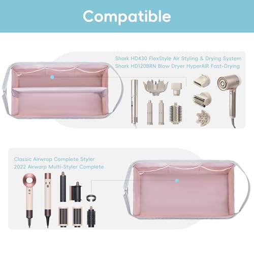 Lexeeco Dy son Air wrap Travel Case Hair Tools Travel Bag for Shark Flexstyle Carrying Case Portable Shark Hair Dryer Revlon Flat Curling Iron Organizer(Silver Gray) - Image 4