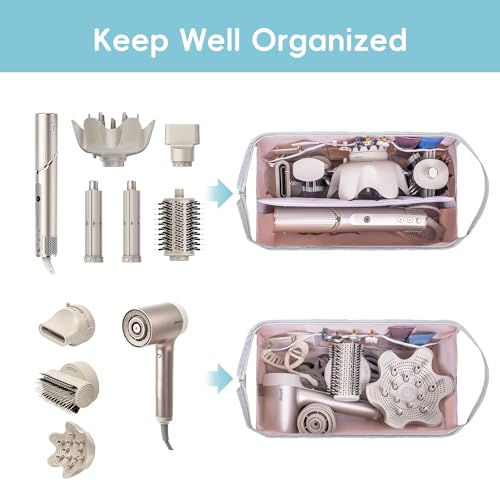 Lexeeco Dy son Air wrap Travel Case Hair Tools Travel Bag for Shark Flexstyle Carrying Case Portable Shark Hair Dryer Revlon Flat Curling Iron Organizer(Silver Gray) - Image 5