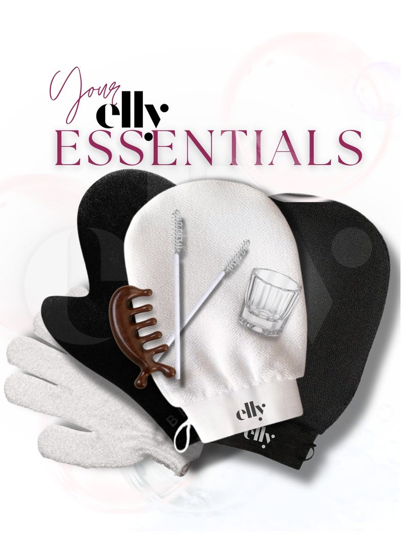 ELLY - 5x Charcoal Infused Loofah Shower Loofah Sponge Soft Mesh Shower Puffs for Body Exfoliating and 1x Massage Comb| For Men, Women - Image 5