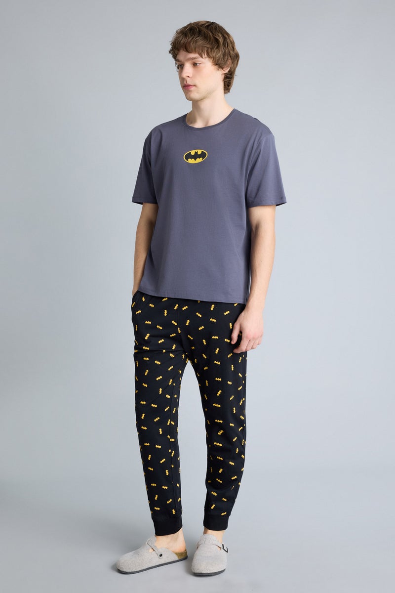 DeFacto Grey Man 2 piece Regular Fit Batman Licenced Pajama Set Casual - Image 1