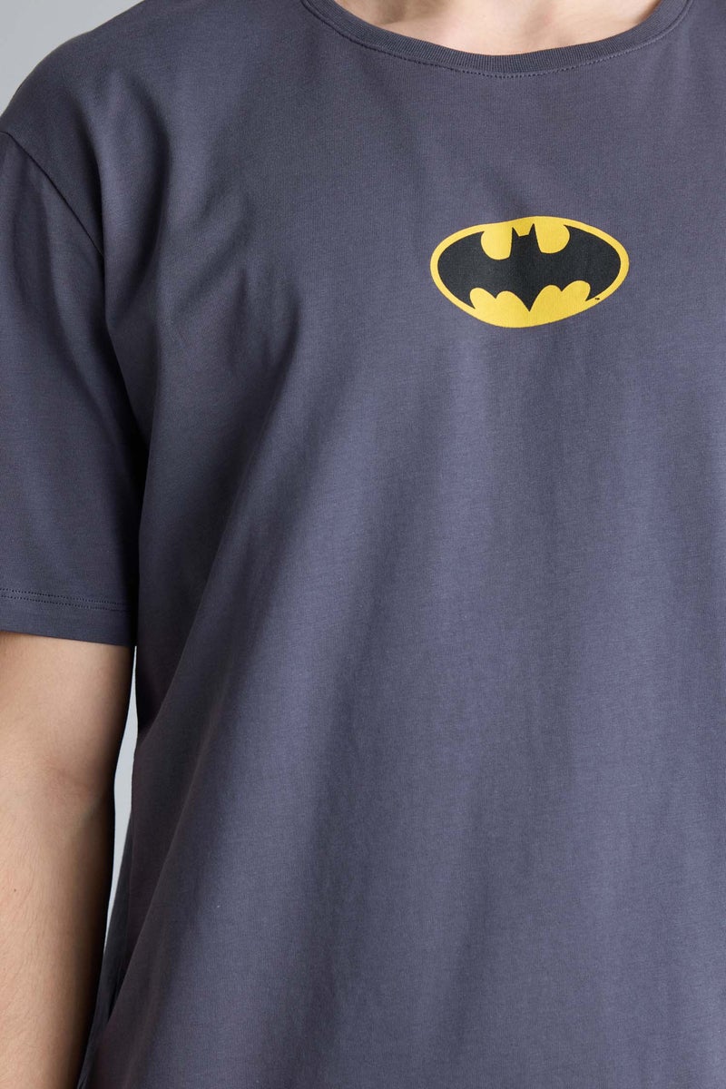 DeFacto Grey Man 2 piece Regular Fit Batman Licenced Pajama Set Casual - Image 4
