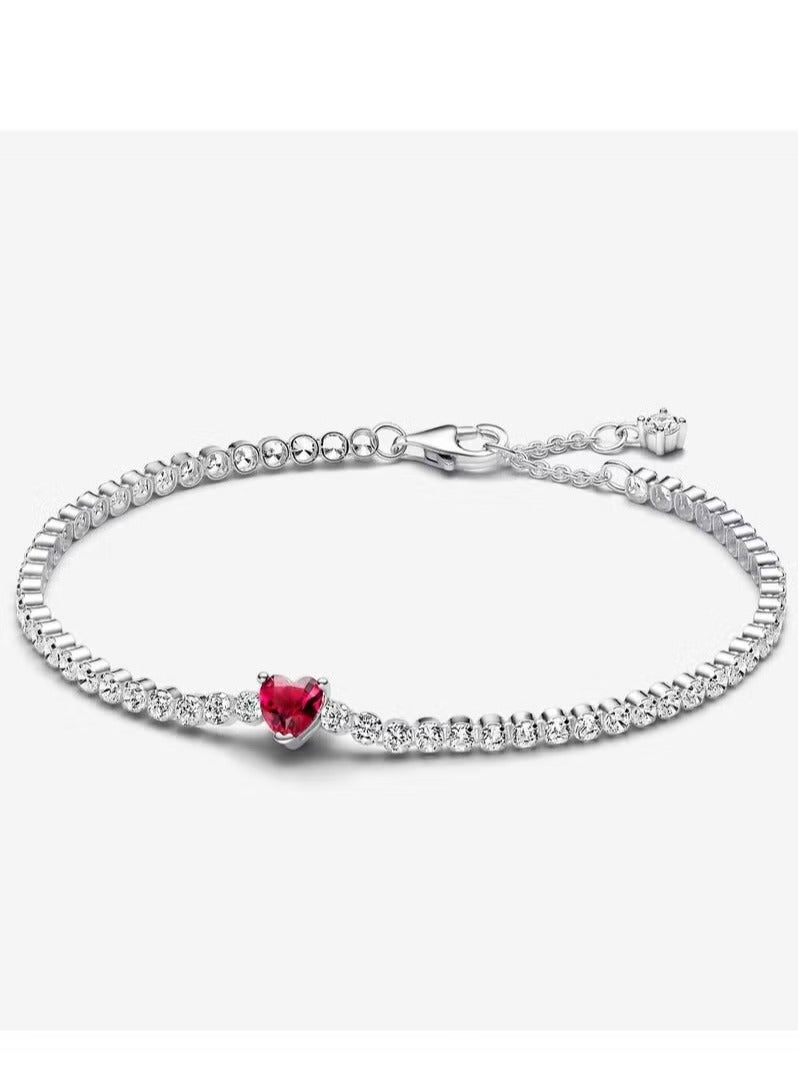 تشوميل سوار تنس على شكل قلب أحمر لامع للنساء - Image 1