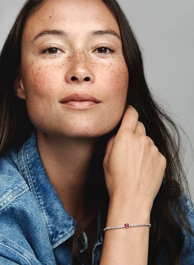 تشوميل سوار تنس على شكل قلب أحمر لامع للنساء - Image 3