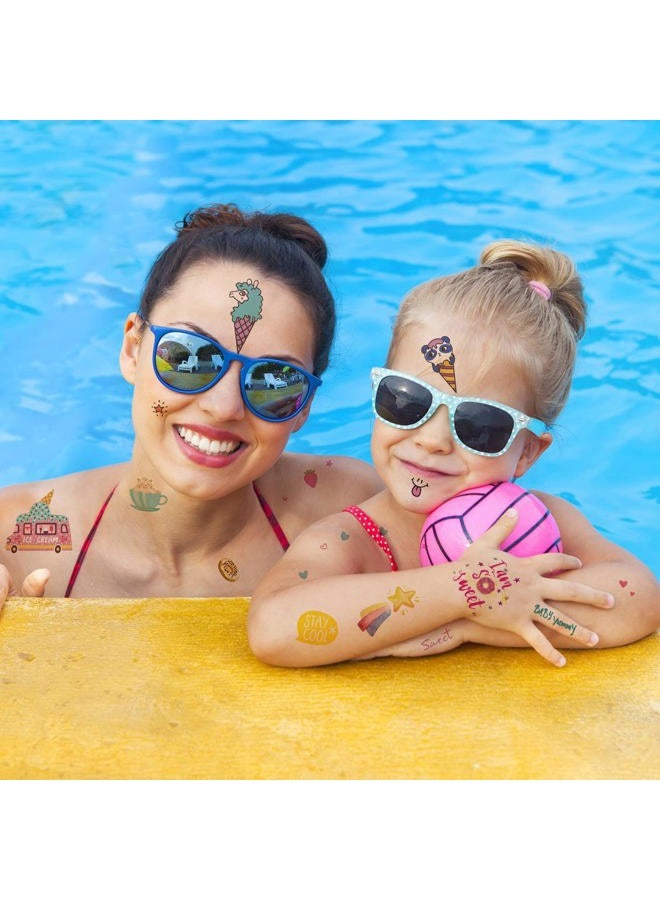 Konsait 176PCS Kids Temporary Tattoo, Fake Waterproof Tattoo Stickers For Children Girls Candy Lollipop Ice Cream Sweet Tattoos for Birthday Summer Beach Children's Day Gift Party Favors Supplies - Image 5