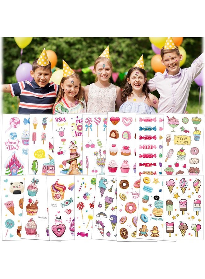 Konsait 176PCS Kids Temporary Tattoo, Fake Waterproof Tattoo Stickers For Children Girls Candy Lollipop Ice Cream Sweet Tattoos for Birthday Summer Beach Children's Day Gift Party Favors Supplies - Image 1