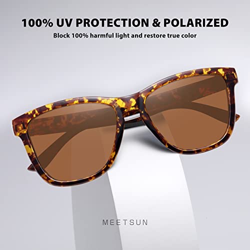 MEETSUN Polarized Sunglasses for Women Men Trendy Classic Retro Designer Style Fashion UV400 Protection 3 PACK Blue Brown Tortoiseshell - Image 3