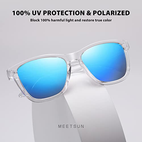 MEETSUN Polarized Sunglasses for Women Men Trendy Classic Retro Designer Style Fashion UV400 Protection 3 PACK Blue Brown Tortoiseshell - Image 5