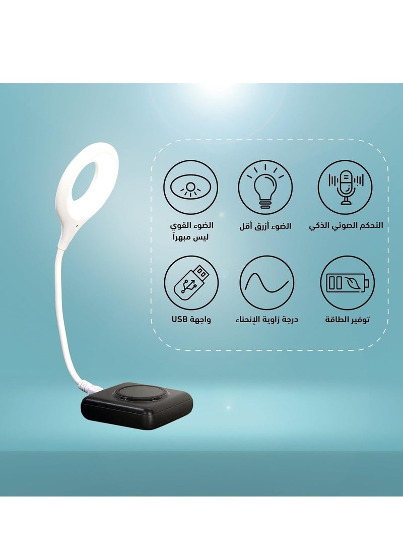 مصباح ليد بذراع قابل للتعديل 360 درجة: مكتب LED USB يوفر 3 أوضاع إضاءة و3 مستويات سطوع لانهائية إحصل عليه الآن علي قطعتين أبيض  - Image 3