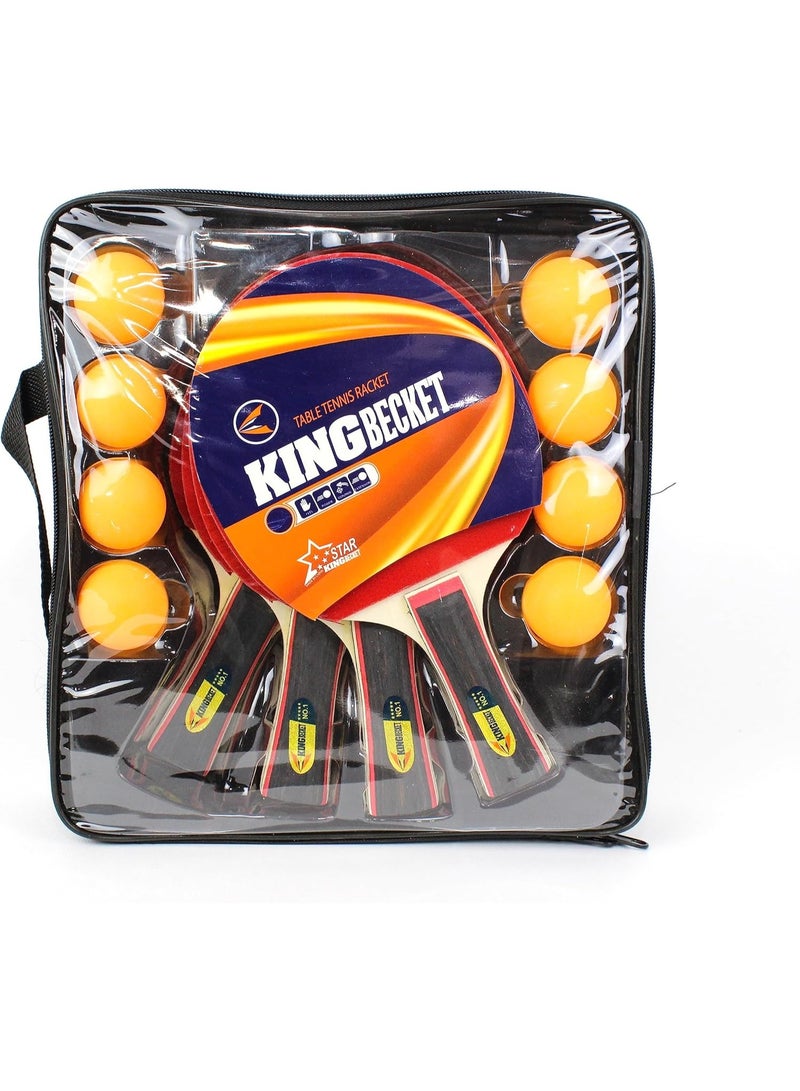 Ping Pong Paddle Set with Ping Pong Balls & Carrying Case - Set of 4 Table Tennis Paddles - Advanced Ping Pong Rackets & Portable Table Tennis Accessories
