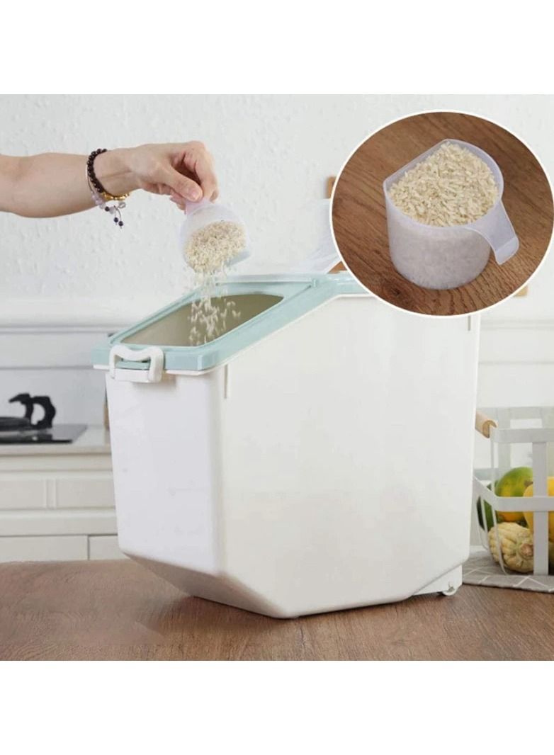 EVER SHINE Rice Storage Container Sealed Organizer Box Blue/White 32 x 20 x 34 centimeter - Image 1