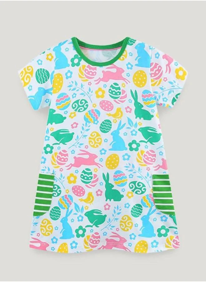 YUNIQEE Multicolour A-Line Crew Neck Printed Dress