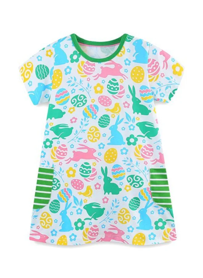 YUNIQEE Multicolour A-Line Crew Neck Printed Dress